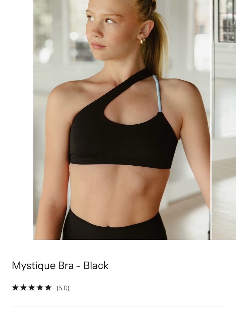 FIVE size 12Y Mystique Dance Top- Black with Light Blue Strap